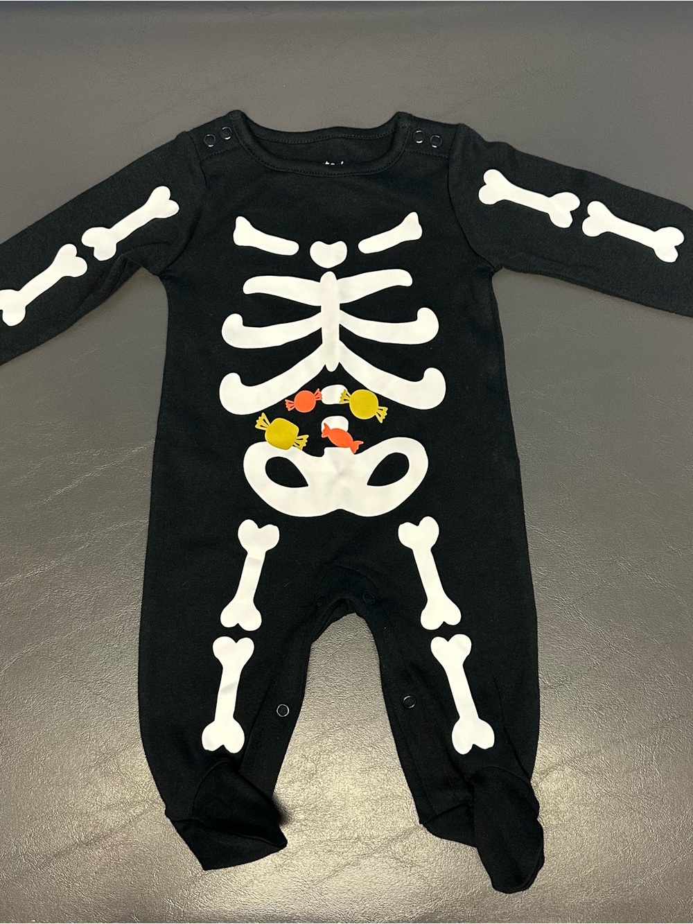 Carter's Black Skeleton Footie with Candy Accents